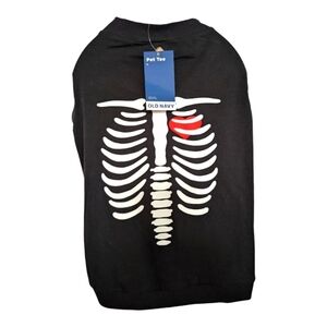 NEW Old Navy Black Halloween Skeleton Dog Tee Size Medium